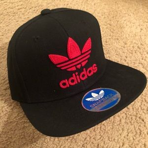 Red and black Adidas SnapBack hat